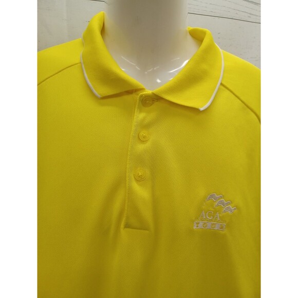 Antigua Golf Polo Shirt AGA Tour Yellow White Size XL Short Sleeve - Picture 2 of 10
